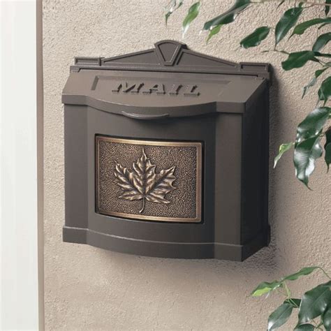 gaines mailboxes bronze wall mailbox with antique bronze leaf emblem whitehall wall mount