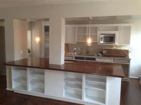 Walnut Counter Island With Support Beam Kitchen Countertop Materials