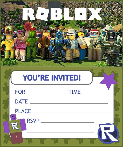 Free Printable Roblox Birthday Invitation Template Invitation World