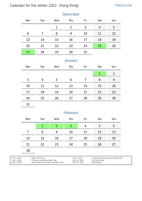 Calendar For 2022 With Holidays In Hong Kong Print And Download Calendar