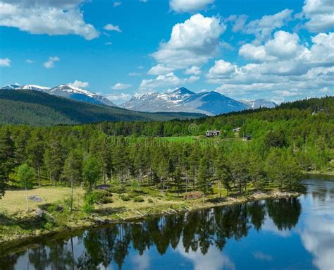 Aerial View Of The Stunning Landscape Of Rondane National Park In