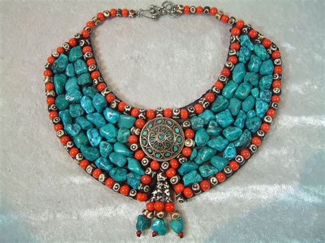 Vintage Handcrafted Tribal Turquoise Necklace Turquoise Necklace