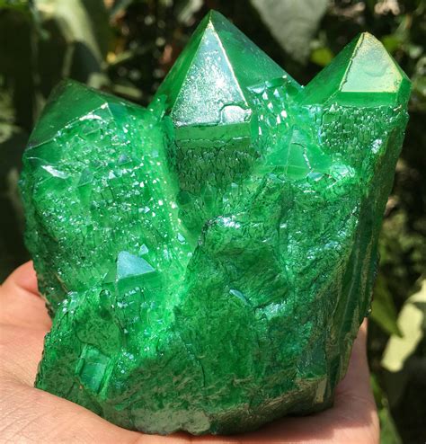 Green Aura Quartz Crystal Clusterangel Aura Quartz Crystal Etsy Uk