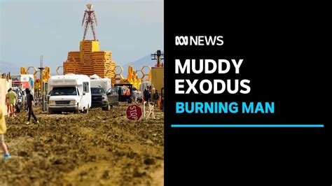 Burning Man Festival Exodus Begins Through Drying Mud Abc News Youtube