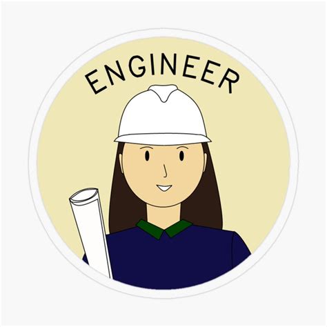A Sticker With An Engineer Holding A Roll Of Paper In Its Hand