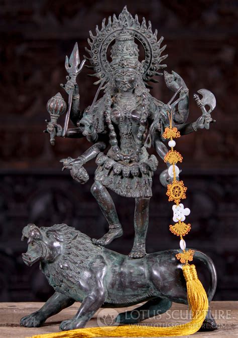 SOLD Hindu Balinese Brass Hindu Goddess Kali Statue Standing On Back Of