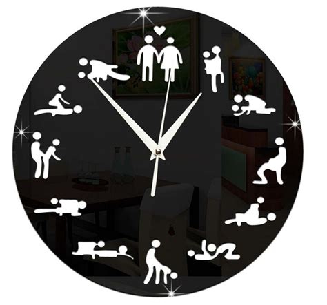 Fun Clock 24 Hours Sex Clock Novelty Sex Positions Wall Clock Acrylic