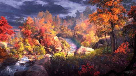 Fantasy Autumn Painting K Wallpaper Hd Artist Wallpapers K Wallpapers Images Backgrounds