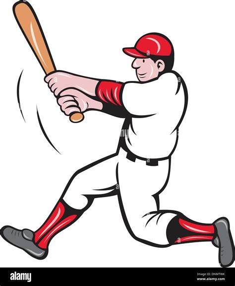 Illustration Of A Baseball Player Batting Cartoon Style Isolated On