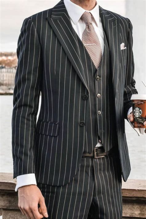 Pinstripe Suit Black Pinstripe Suit Formal Attire For Men Custom
