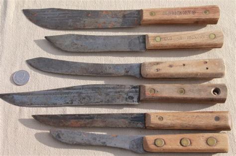 Lot Antique And Vintage High Carbon Steel Kitchen Butcher Knives W Nice