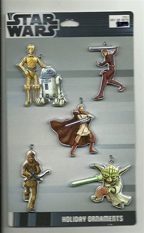 Star Wars 5 Piece Mini Set Flat Holiday Ornaments R2d2c3po