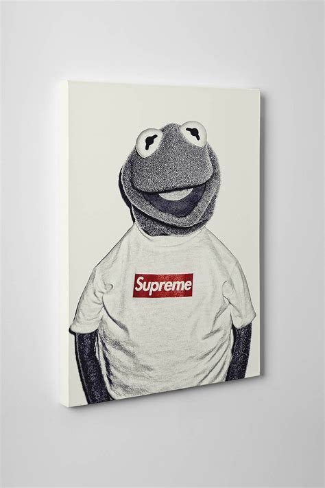 Supreme X Kermit Inspired Canvas Art Hypebeast Canvas Print Pop