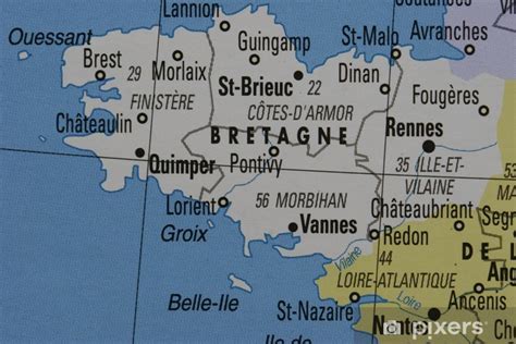 Fototapete Karte Der Bretagne In Frankreich Pixersch