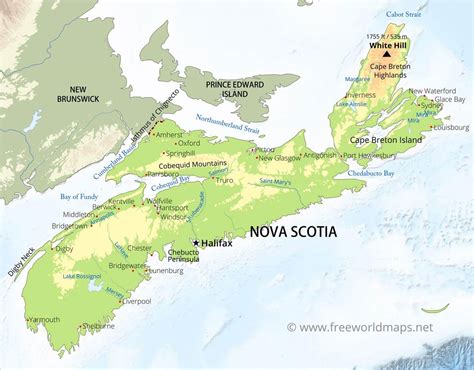 Physical Map Of Nova Scotia