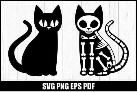 Black Cat Skeleton For Halloween 2 Svg Files For Cricut
