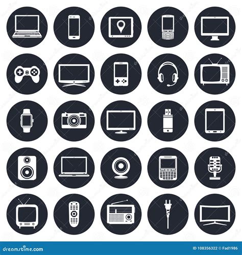 Electronic Devices Technology Gadgets Icons Set Stock Vector