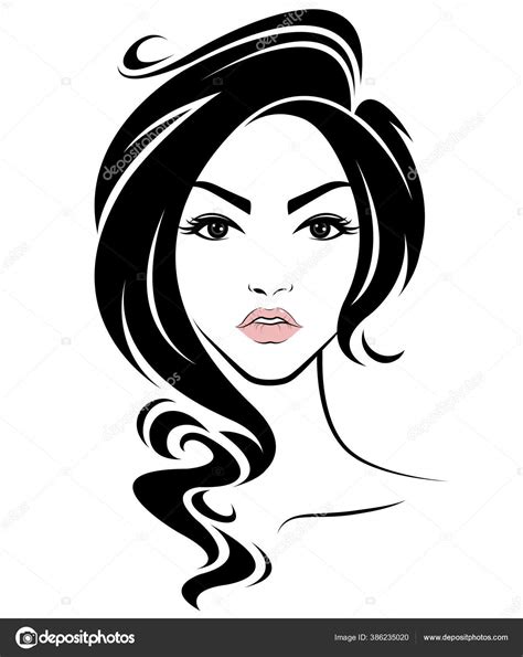 Women Long Hair Style Icon Logo Women Face White Background Stock Vector By ©bignoze 386235020