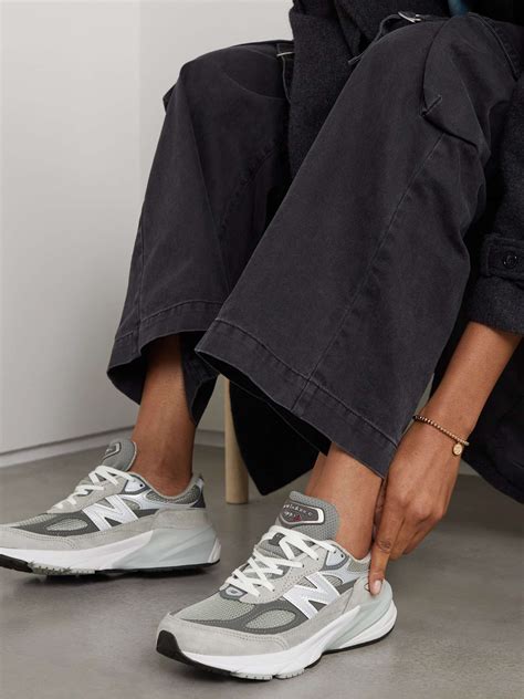 NEW BALANCE Made in USA 990V6 suede, leather and mesh sneakers | NET-A