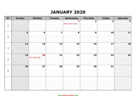 Our collection of free printable 2019 calendar with 12 month note: Fill In Monthly Calendar 2020 | Example Calendar Printable