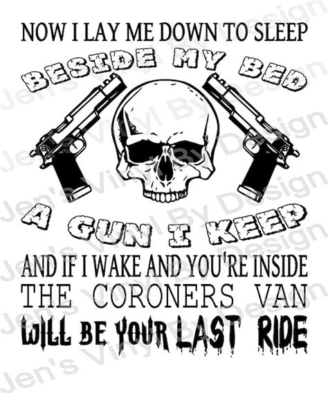 Now I Lay Me Down To Sleep Beside My Bed A Gun I Keep And If I Etsy