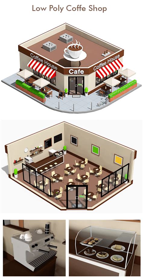 Low Poly Coffee Shop Coffee Shop Interior Design Cafe Floor Plan