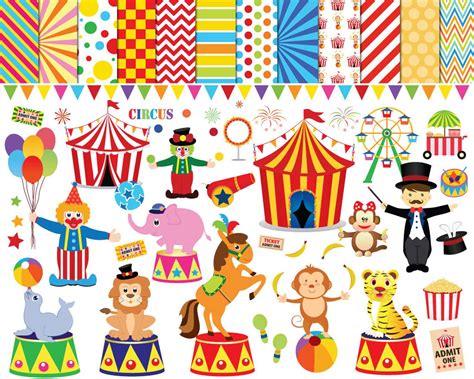 Circus Clipart For Commercial Use In Scrapbooking Cards And Paper Crafts