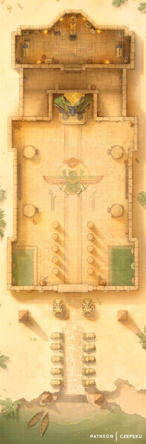 An Overhead View Of A Floor Plan For A Temple In The Desert With Trees