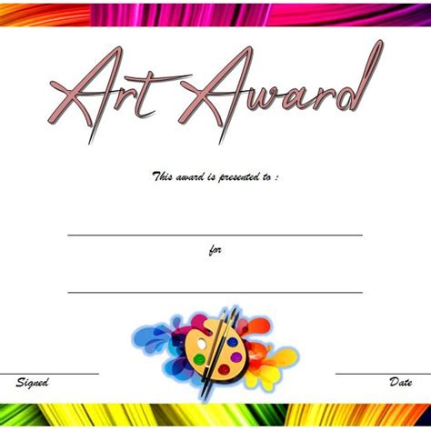 Art Award Certificate Template Free Printable Templates