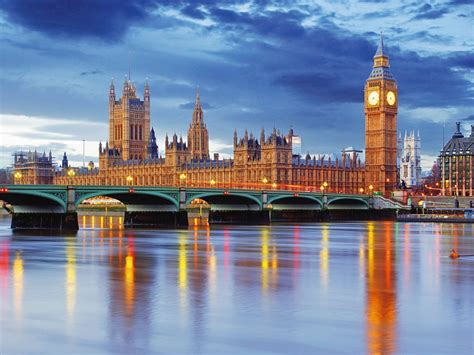 Palace Of Westminster Big Ben Westminster Bridge And River