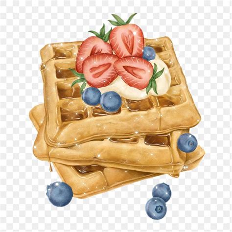 Hand Drawn Sparkling Berries Waffles Design Element Free Image By