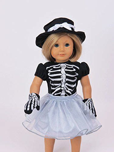 Shimmery Silver Skeleton Costume For 18 Inch Dolls Toys