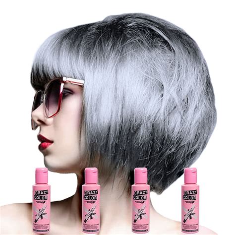 Crazy Colour Semi Permanent Silver Colour Hair Dye 4 Pack