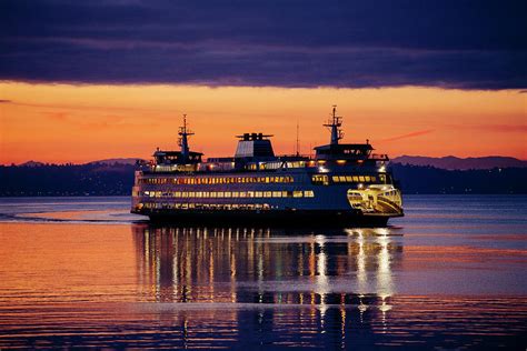Ferry In The Ocean Puget Sound Photograph By Panoramic Images Pixels
