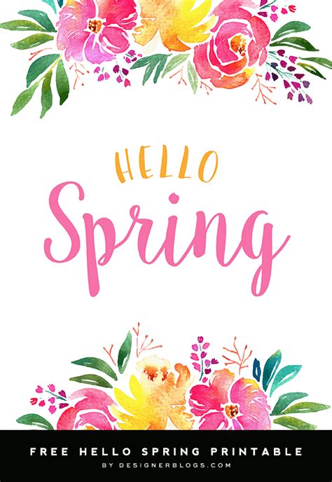 Hello Spring Free 8x10 Printable Free Printable Designer Blogs