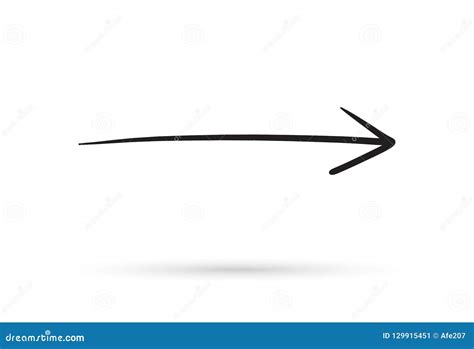Line Horizontal Arrow Draw Doodle Brush Sketch Cartoon Isolated Stock