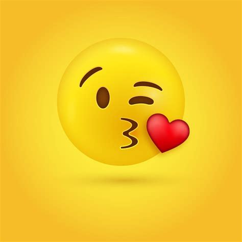 Premium Vector Kissing Emoji Face Winking Eye With Puckered Lips