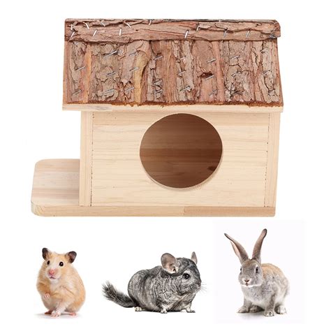 Spptty Large Wooden Safe Pet Hamster House Nest For Small Animals