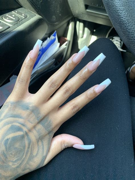 French Tip Tapered Square Nails French Tip Acrylic Nails Long Square Nails