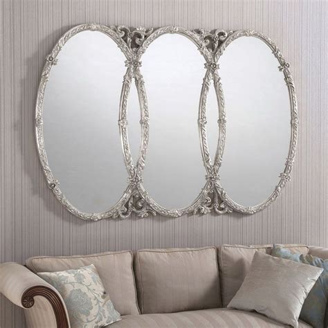 Triple Oval Ornate Silver Wall Mirror 160 W X 110 H Cm Silver Wall Mirror Oval Wall