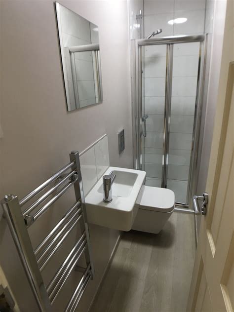 This small space bathroom features many small space tricks, including the perfect combination of simple bathroom plan for small bathroom. Adding A Long, Narrow Ensuite in Leeds (With images ...