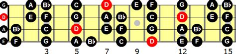 D Natural Minor Scale For Bass Guitar