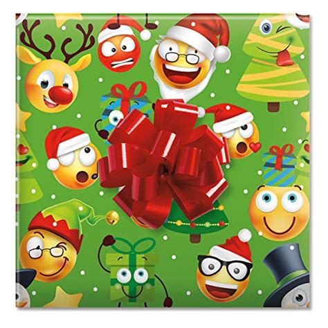 current christmas emoji jumbo rolled wrap 1 giant roll 23 inches wide by 32 feet long