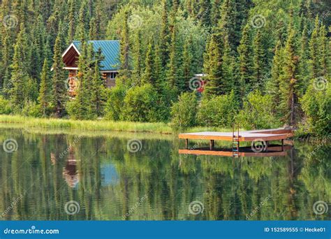 Lonely Log Cabin By The Lake In Canada Stock Image Image Of Building