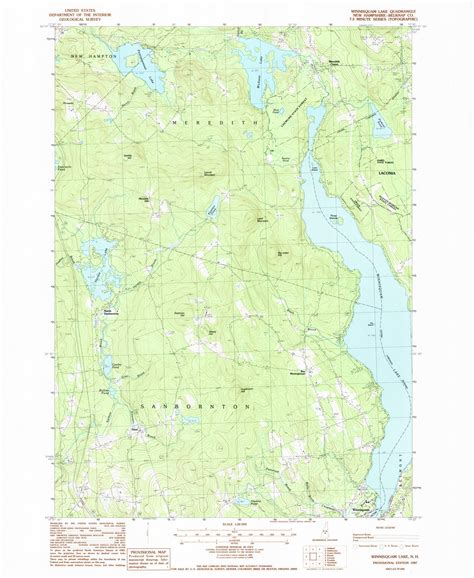 Winnisquam Lake New Hampshire 1987 Usgs Old Topo Map Reprint 7x7 Nh