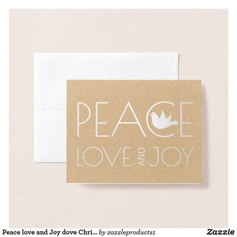 Peace Love And Joy Dove Christmas Photo Silver Foil Card