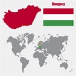 Mapa De Hungria Em Um Mapa Do Mundo Com O Ponteiro Da Bandeira E Do ...