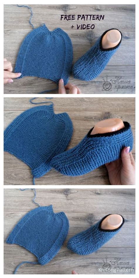 Easy Knit One Piece Slippers Free Knitting Pattern Video Knitting BA5
