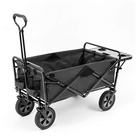 Mac Sports Collapsible Folding Garden Utility Wagon Cart W Table Grey