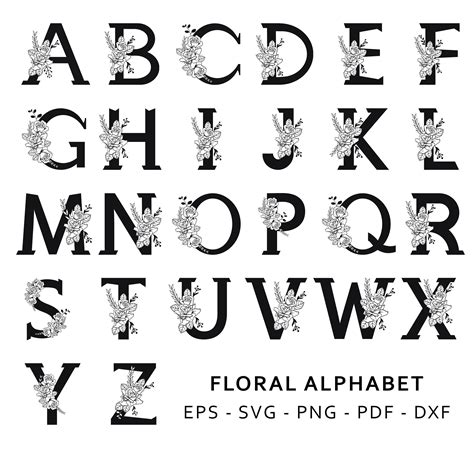Floral Alphabet Svg Bundle Svg Letters With Flowers Etsy